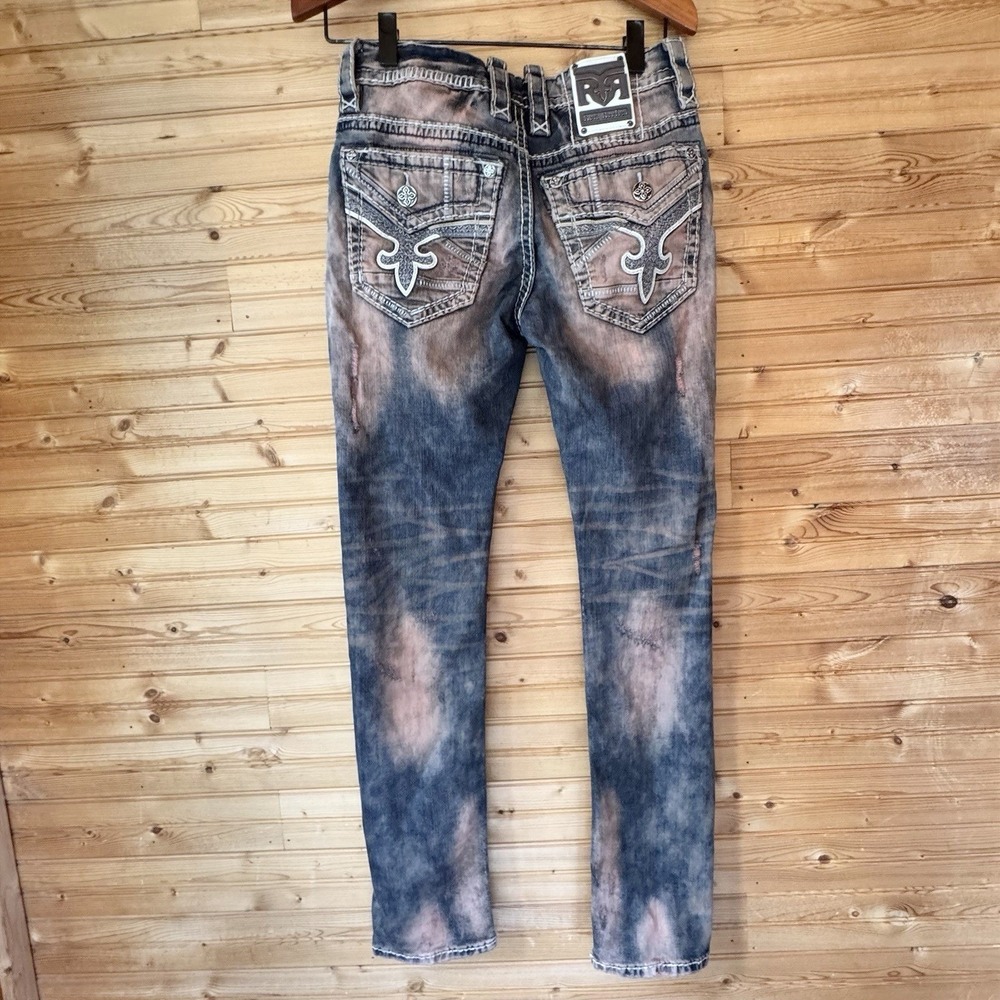 Rock Revival Jeans Berwyn Alt Straight Fit 30 Pink Bleached Thrashed